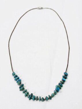 Turquoise Chip Bead Necklace - Blue Green Stone Necklace